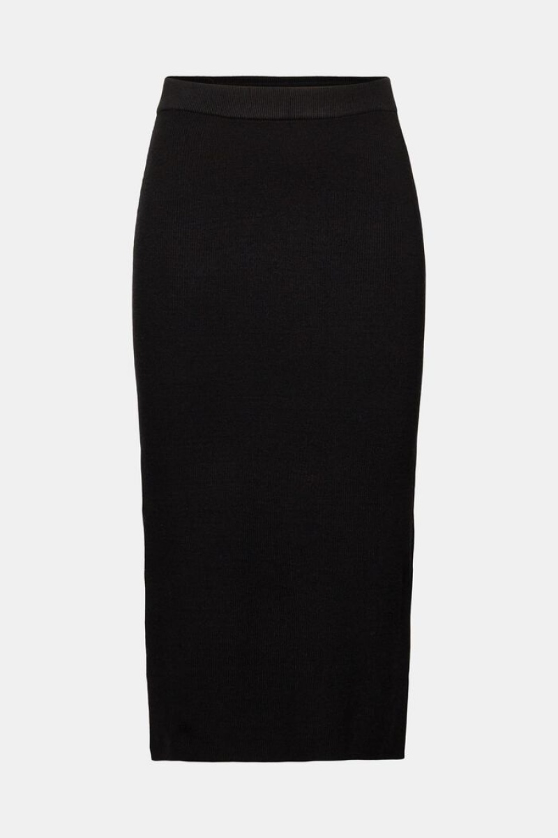 Dámské Sukně Esprit Rib-knit Midi Černé | NSH562138