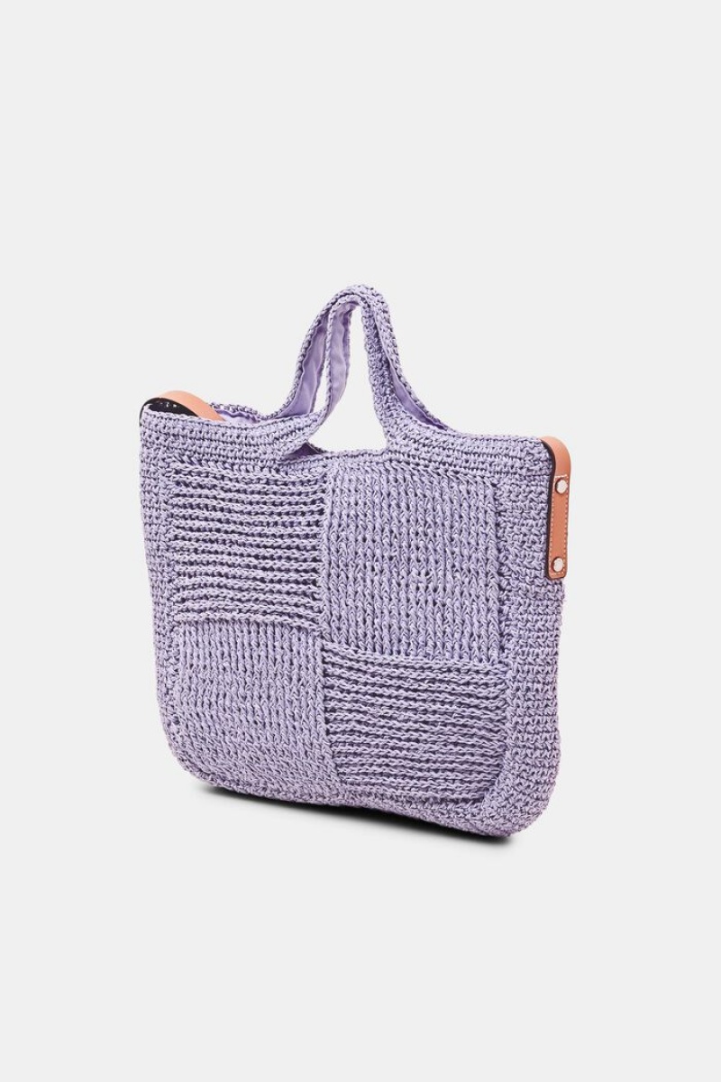 Dámské Tašky Esprit Faux Læder Trim Woven Raffia Fialové | MOZ821064