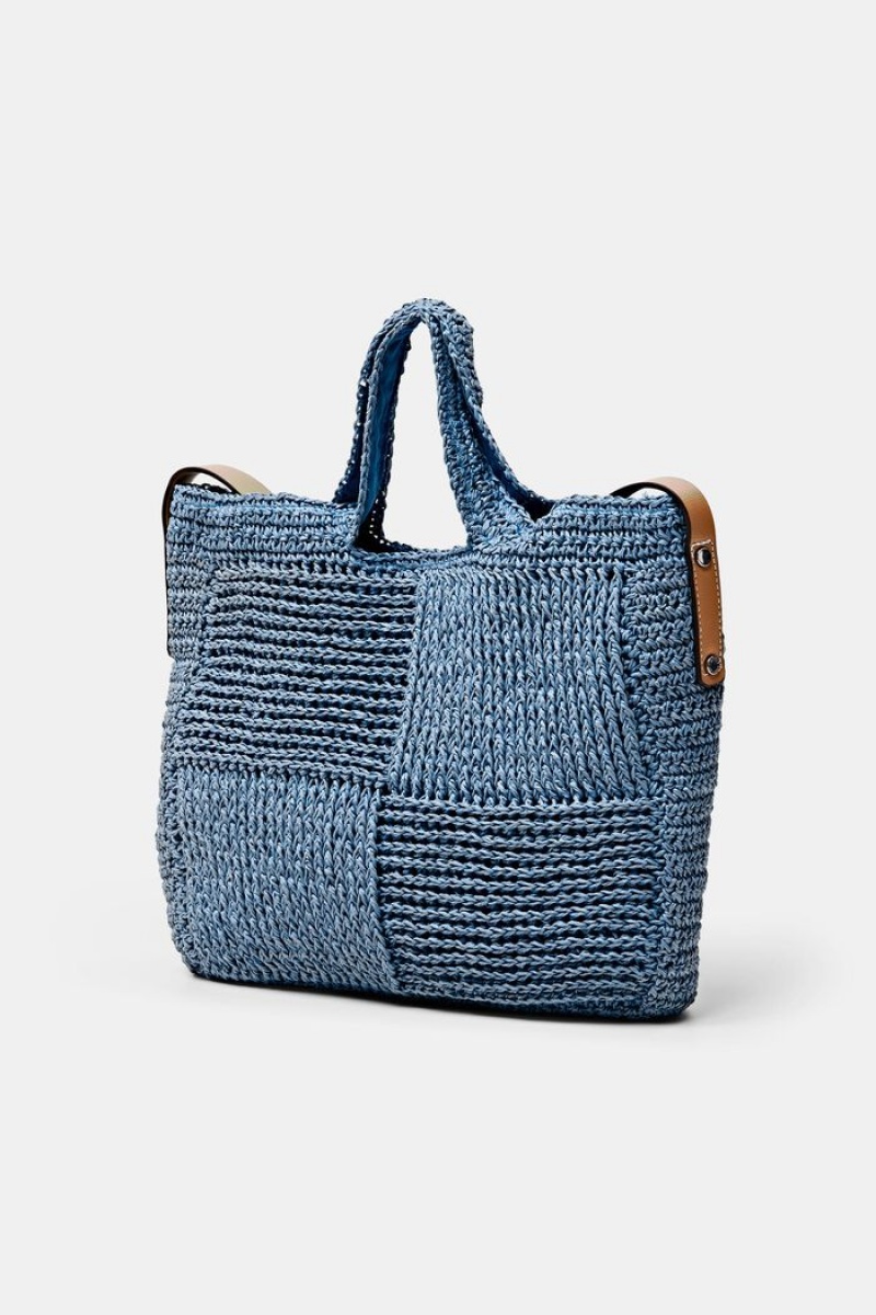 Dámské Tašky Esprit Faux Læder Trim Woven Raffia Blankyt | DIA294718