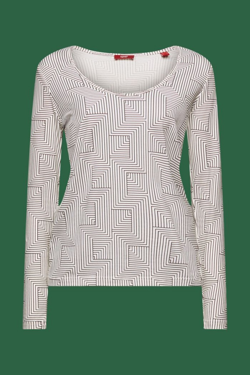 Dámské Topy Esprit Bavlněné Longsleeve Bílé | JTY372508