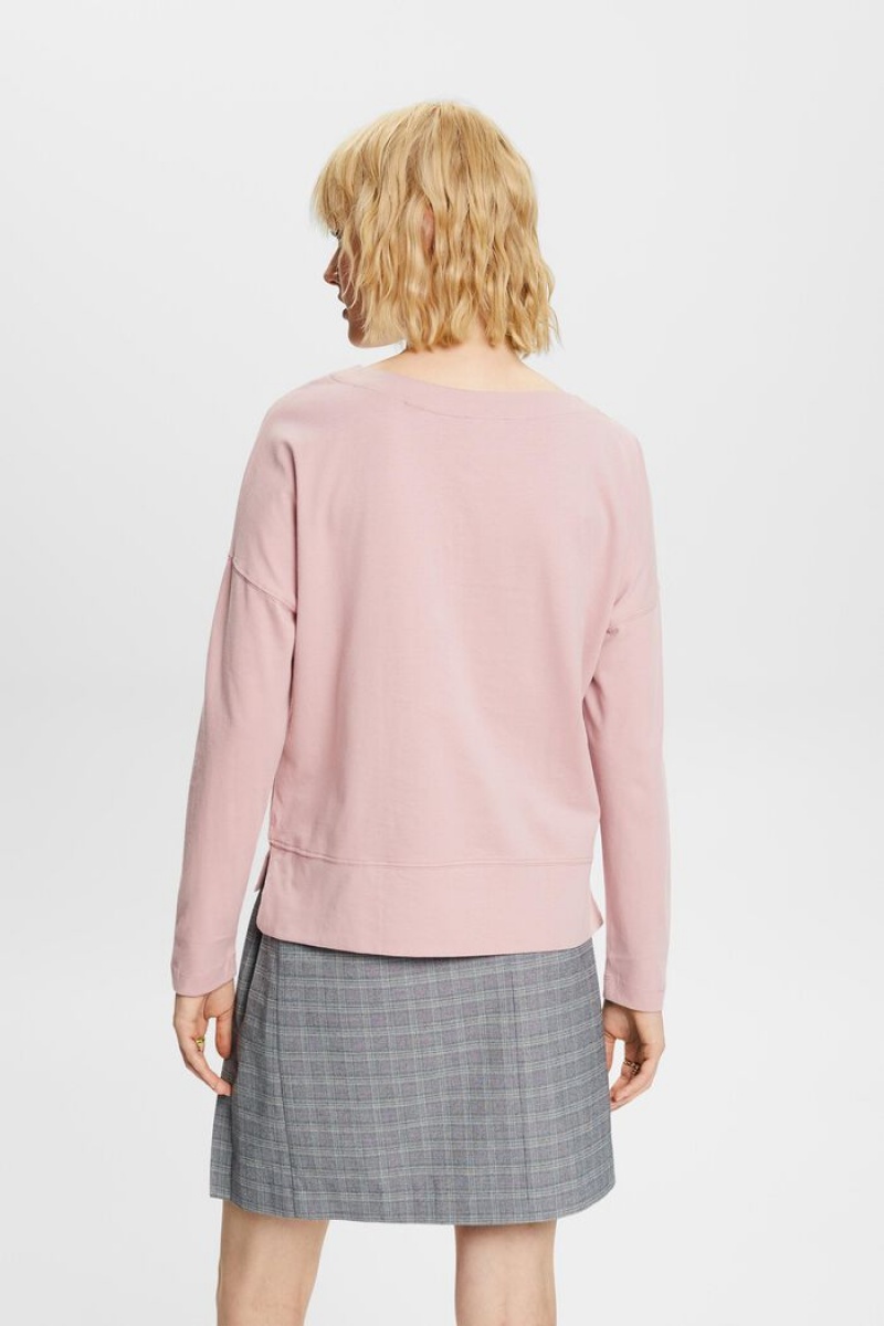 Dámské Topy Esprit Bavlněné Longsleeve Růžové | VGA892047