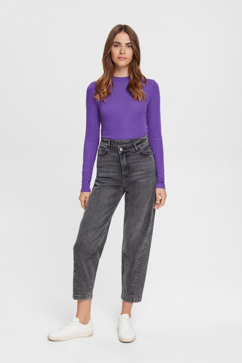 Dámské Topy Esprit Cropped Fit Long-sleeved Fialové | KOV769534