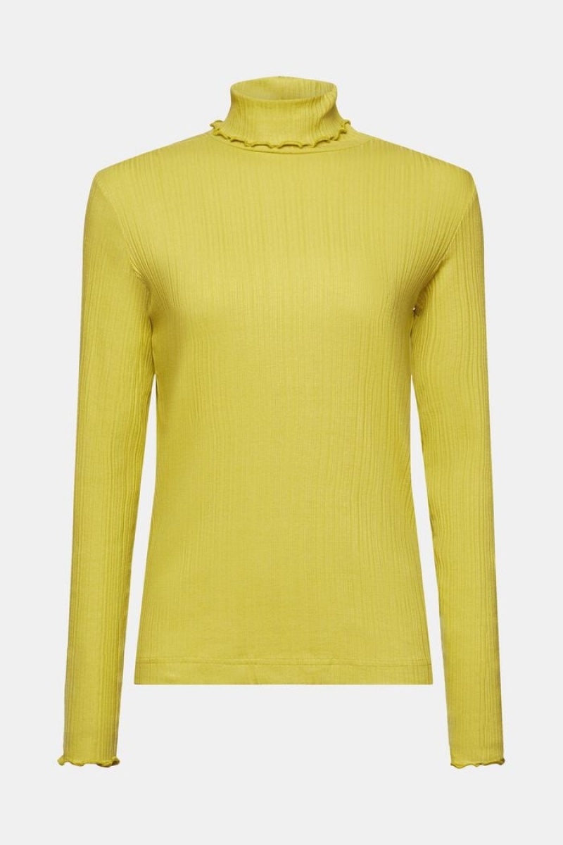 Dámské Topy Esprit Irregular Rib Turtleneck Longsleeve Zelene | BAT315698