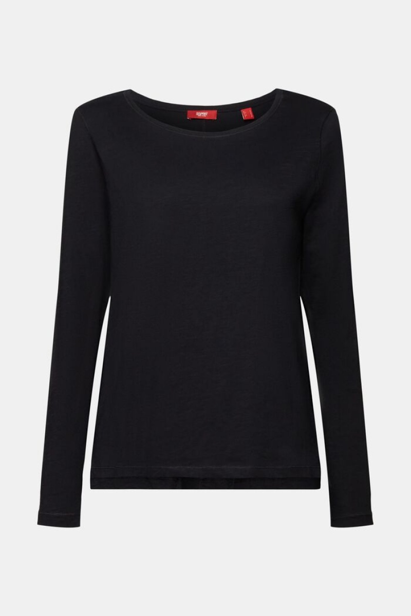 Dámské Topy Esprit Jersey Long Sleeve,100% Bavlněné Černé | HRU298357