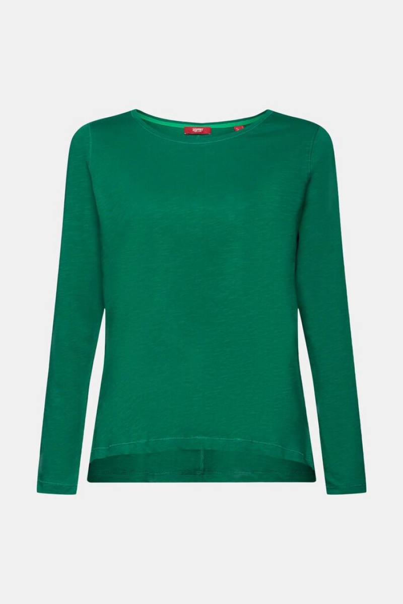 Dámské Topy Esprit Jersey Long Sleeve,100% Bavlněné Tmavě Zelene | XSQ962147