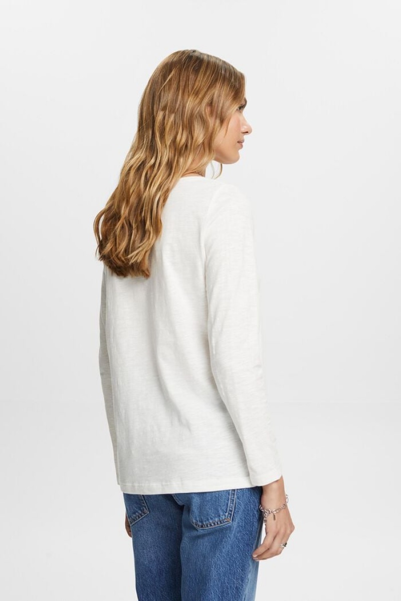 Dámské Topy Esprit Jersey Long-sleeve Bílé | UOW170954