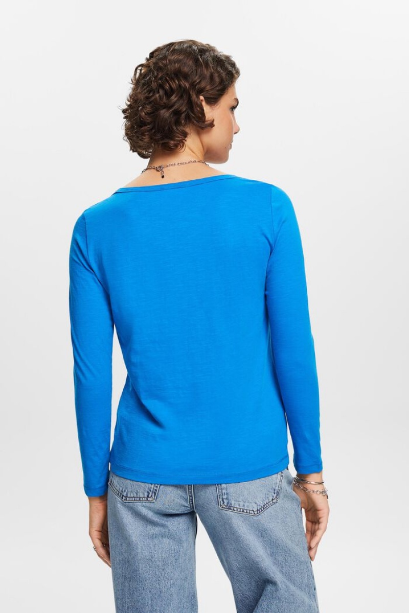 Dámské Topy Esprit Jersey Long-sleeve Blankyt | BXI468091