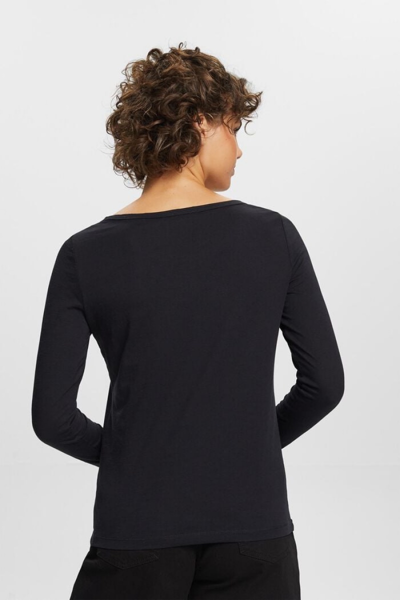 Dámské Topy Esprit Jersey Long-sleeve Černé | RHG874126