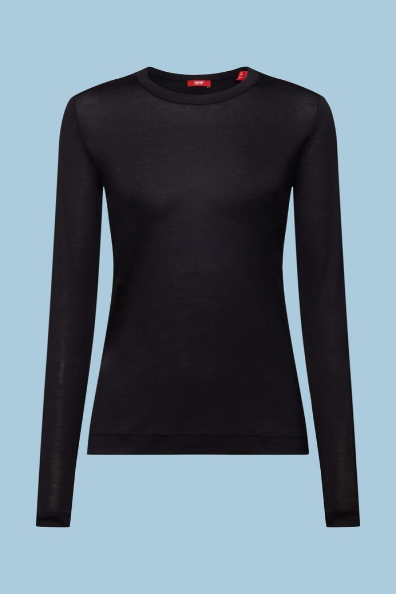 Dámské Topy Esprit Jersey Longsleeve Černé | GWB965342