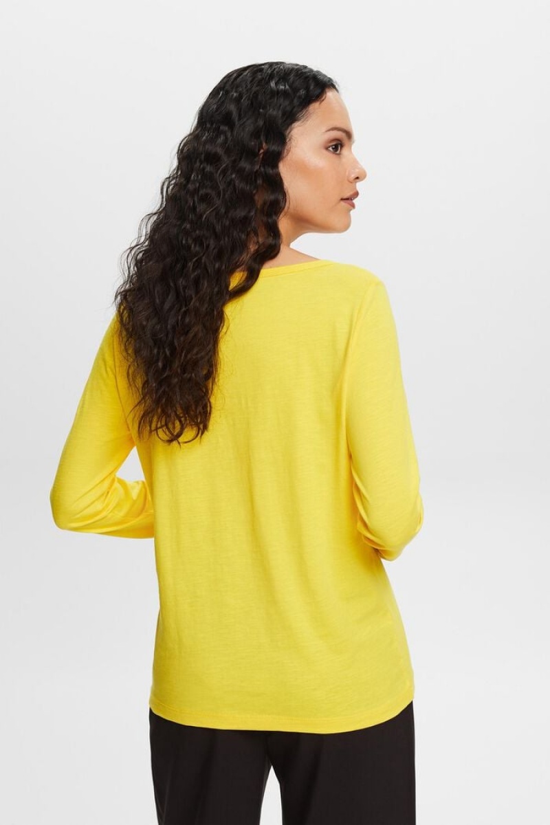 Dámské Topy Esprit Jersey Long-sleeve Žluté | NUZ297054