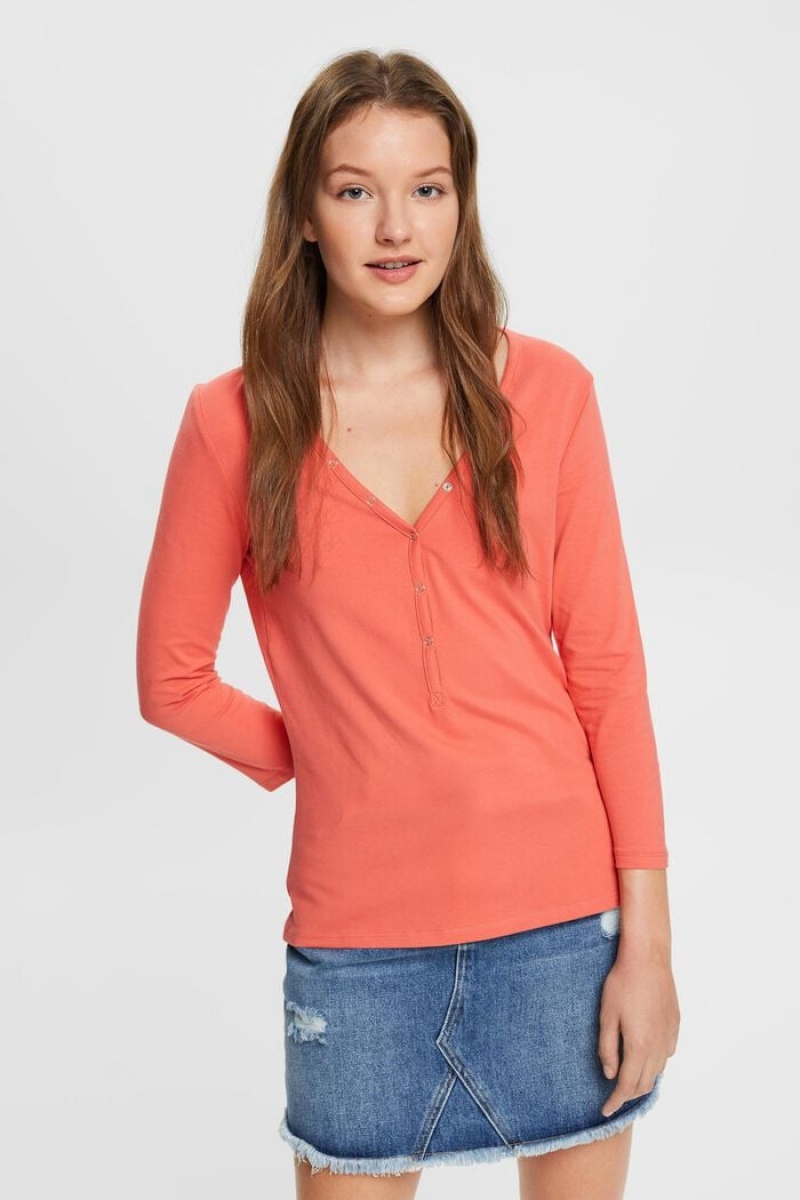 Dámské Topy Esprit Long-sleeved Henley Koralove | XTY758239