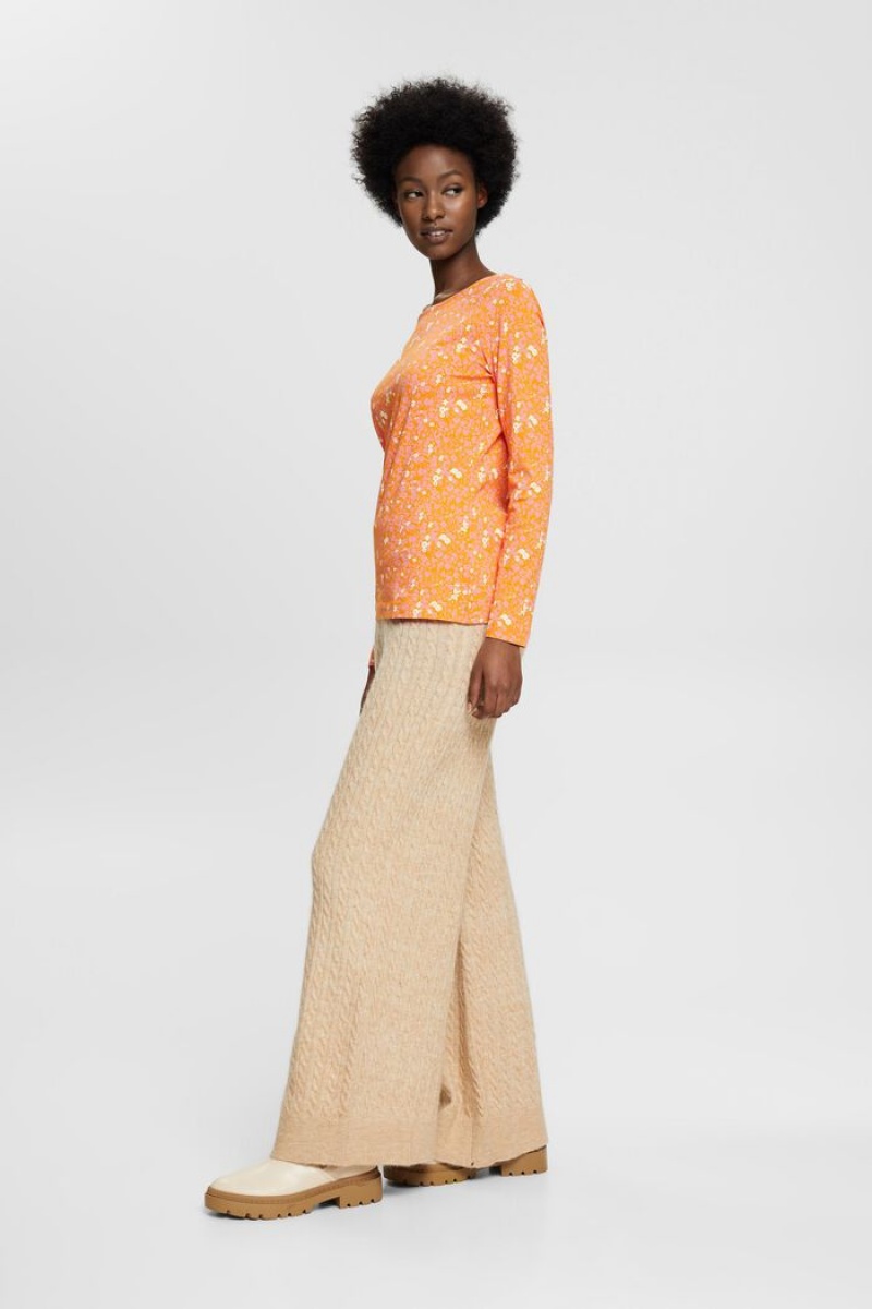 Dámské Topy Esprit Long-sleeved With All Over Print Oranžové | AZR346795