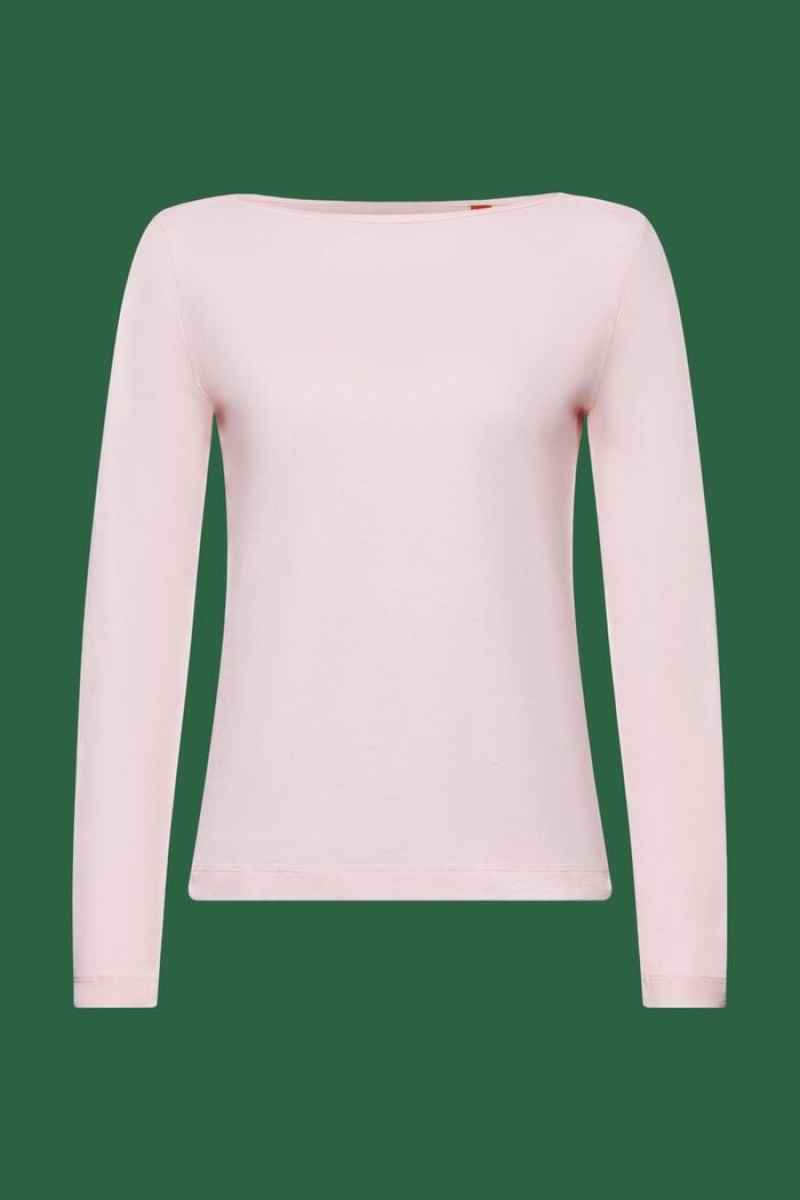 Dámské Topy Esprit Organic Bavlněné Longsleeve Růžové | HXB716304