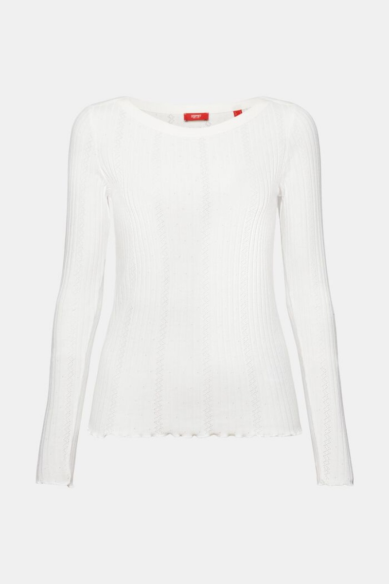 Dámské Topy Esprit Pointelle Rib-knit Longsleeve Bílé | ZTP238510