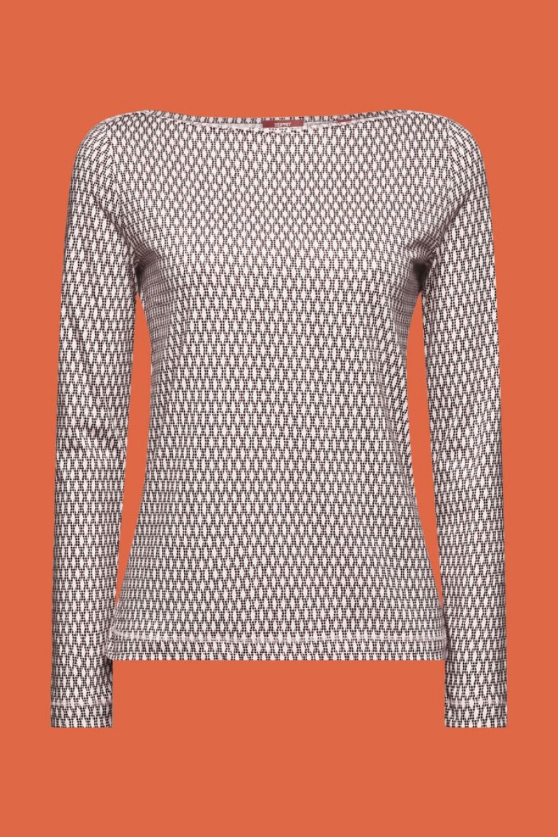 Dámské Topy Esprit Printed Longsleeve Vínové Červené | IKV846032