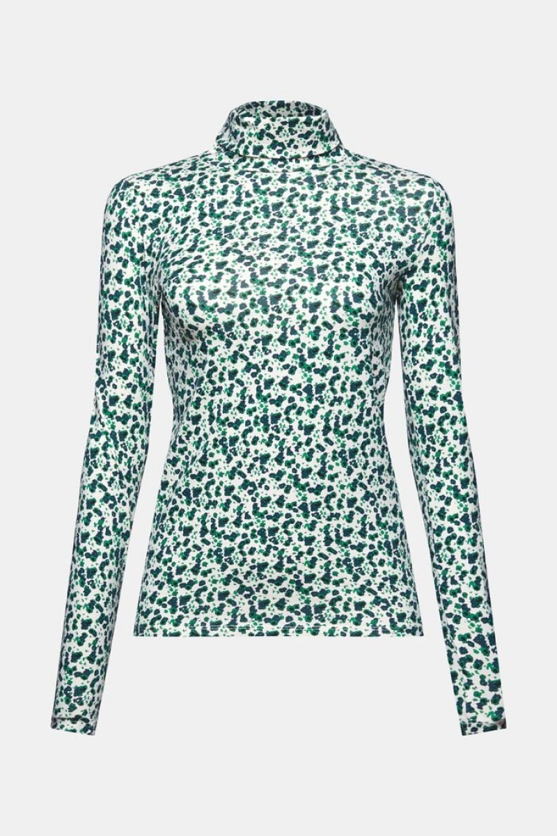 Dámské Topy Esprit Printed Turtleneck Longsleeve Bílé | JZD531047