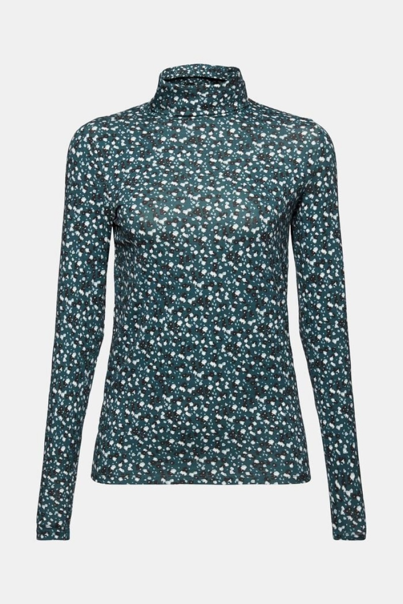 Dámské Topy Esprit Printed Turtleneck Longsleeve Zelene | XTV320841