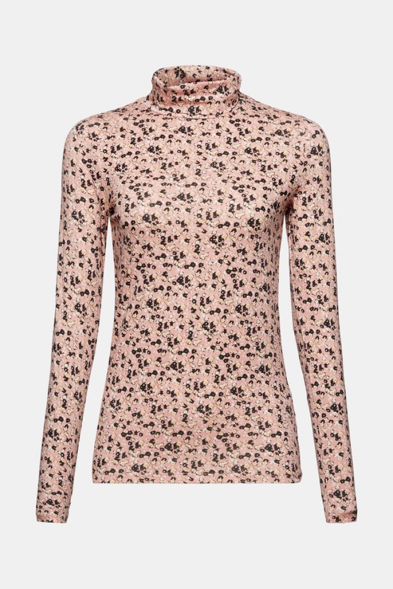 Dámské Topy Esprit Printed Turtleneck Longsleeve Růžové | XJC506348