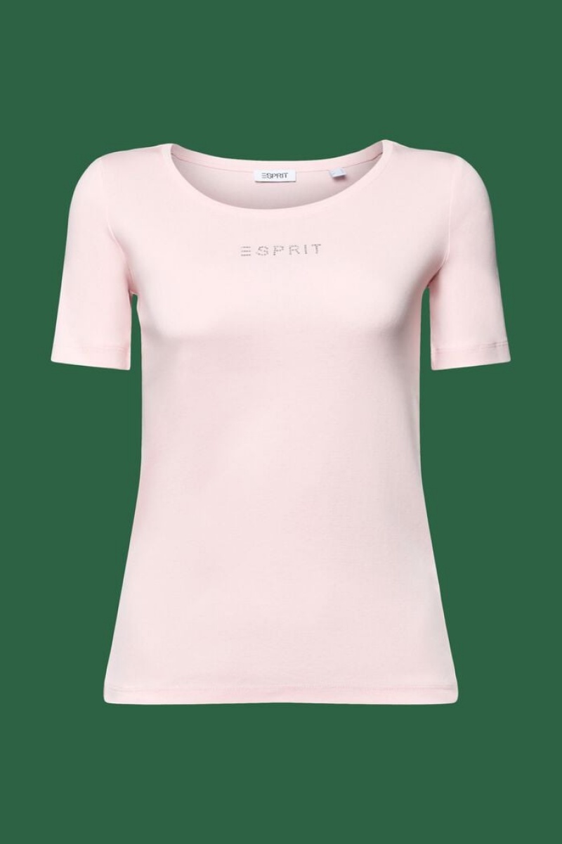 Dámské Topy Esprit Rhinestone Logo Růžové | CAH857209