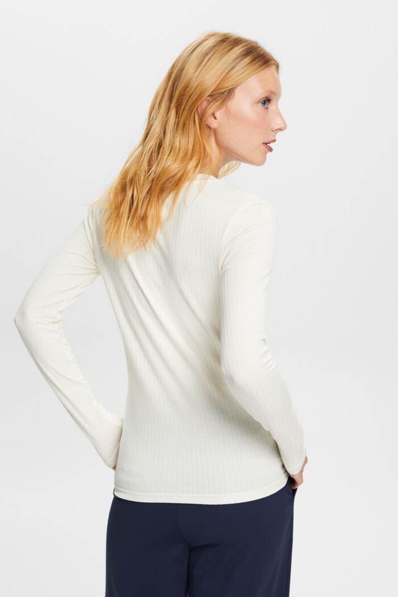 Dámské Topy Esprit Rib-knit Bílé | MHL185309