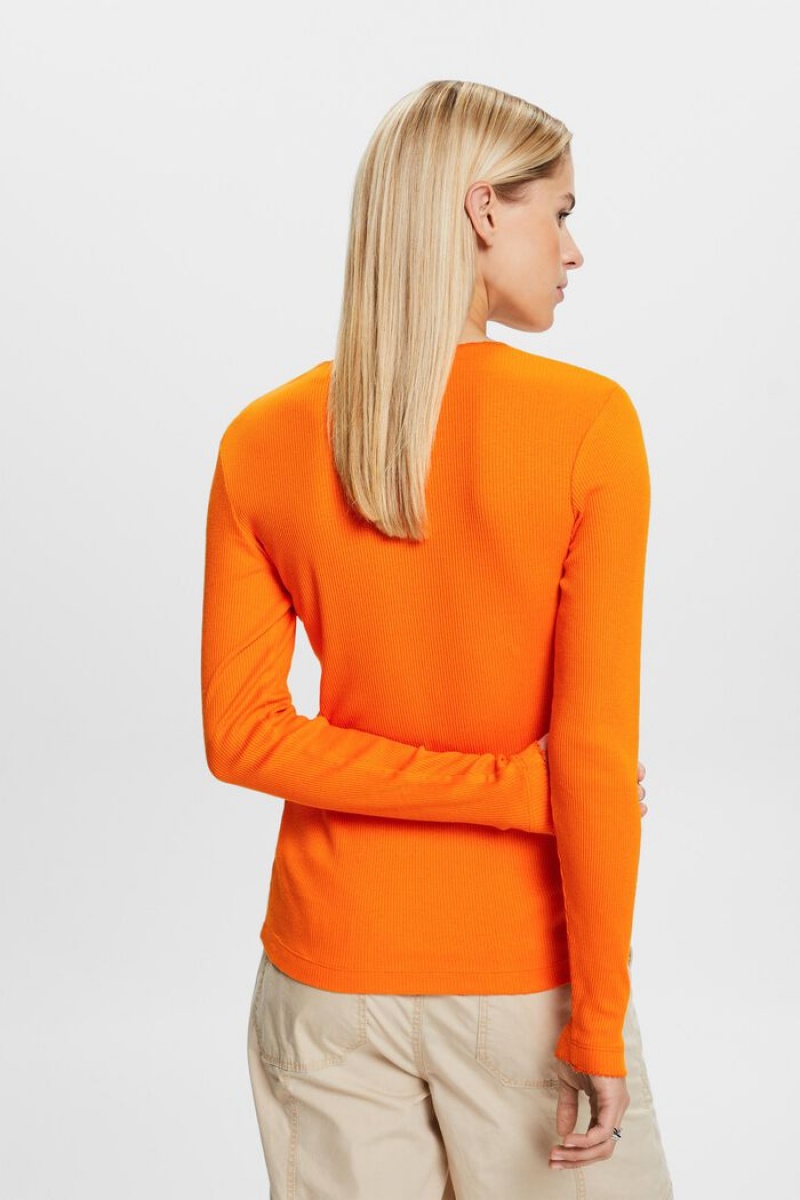 Dámské Topy Esprit Rib-knit Longsleeve Oranžové | NCH083172