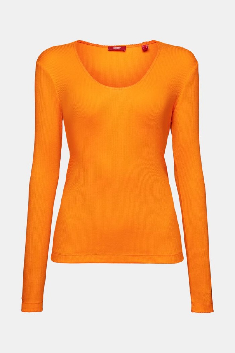 Dámské Topy Esprit Rib-knit Longsleeve Oranžové | NCH083172