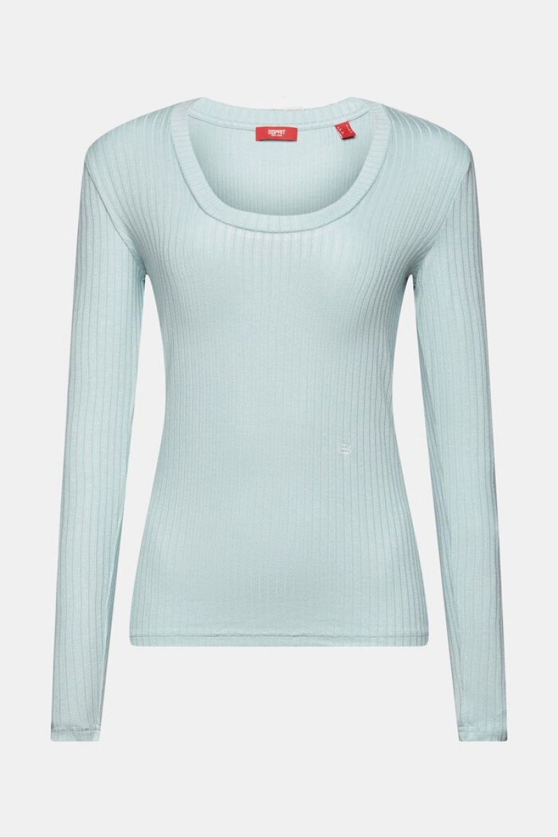 Dámské Topy Esprit Rib-knit Světle Tyrkysové Zelene | PLF231650