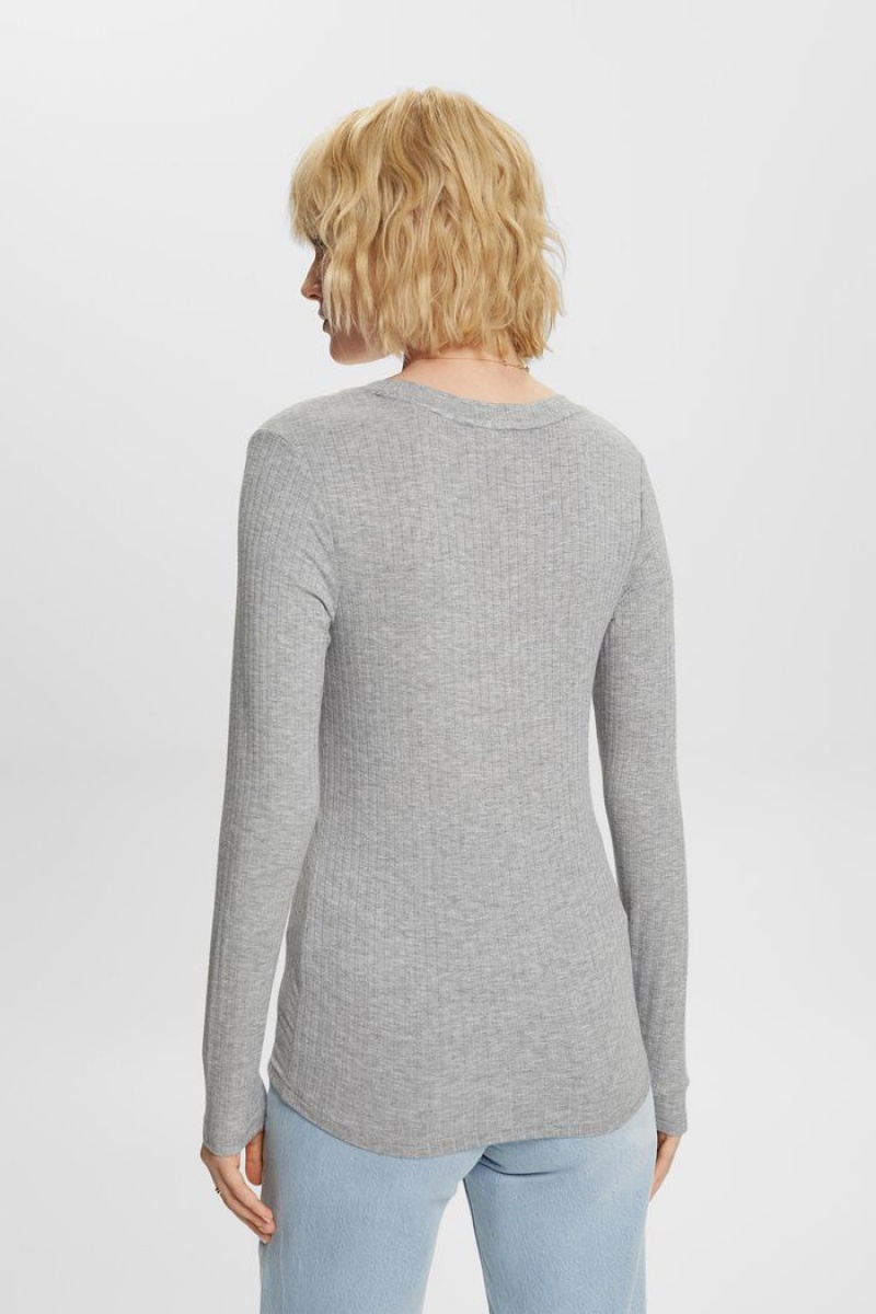 Dámské Topy Esprit Rib-knit Šedé | NJT396520