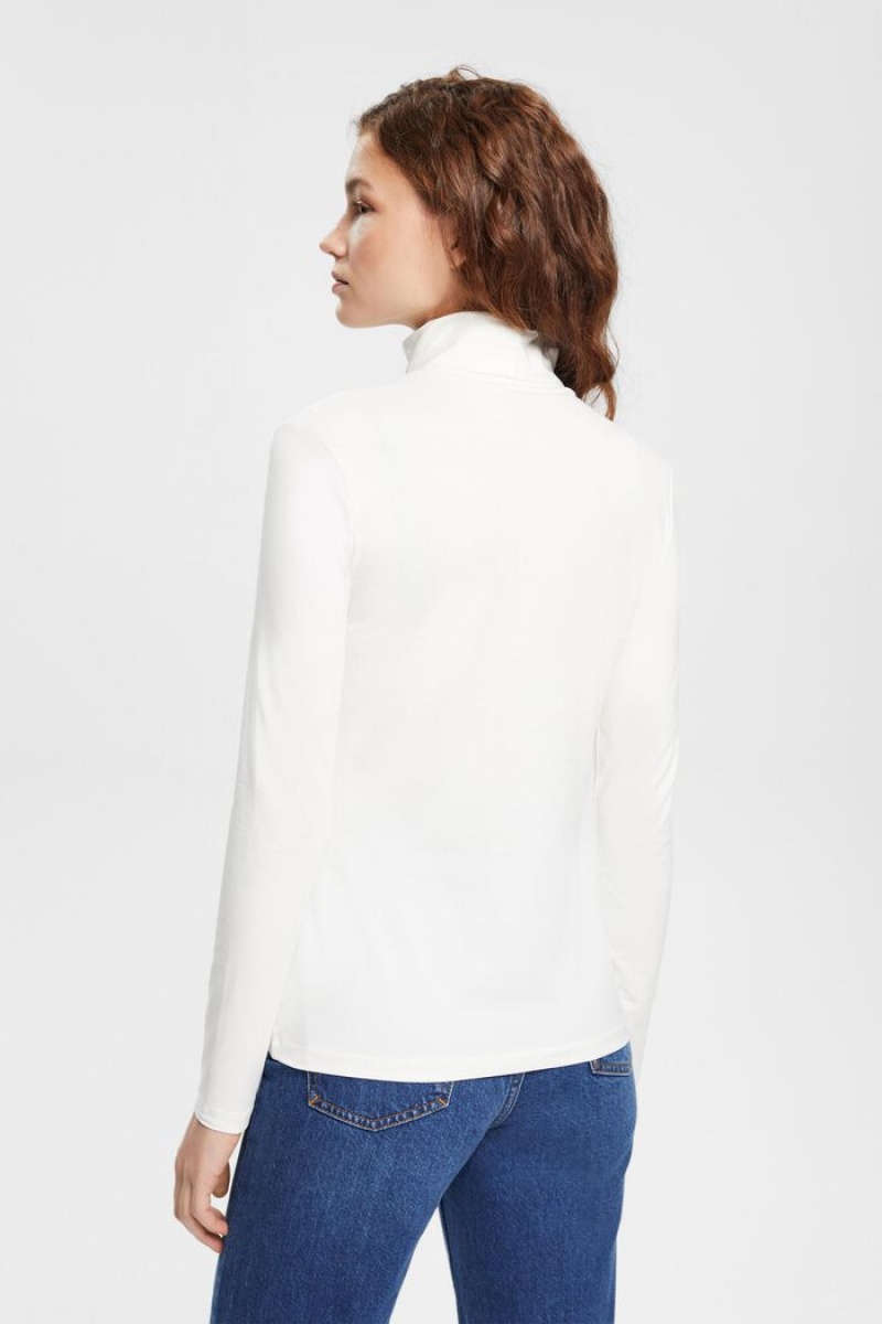 Dámské Topy Esprit Roll Neck Long Sleeve Bílé | DAV470568