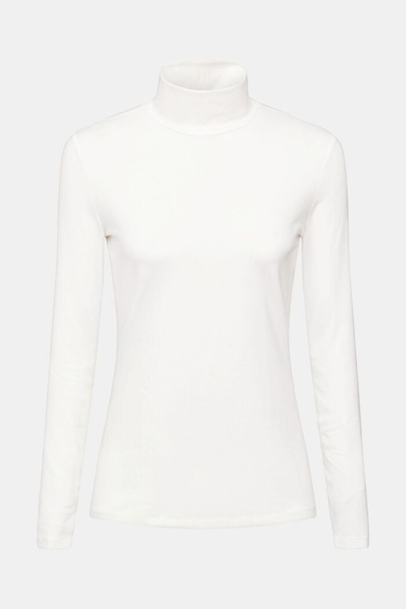 Dámské Topy Esprit Roll Neck Long Sleeve Bílé | DAV470568