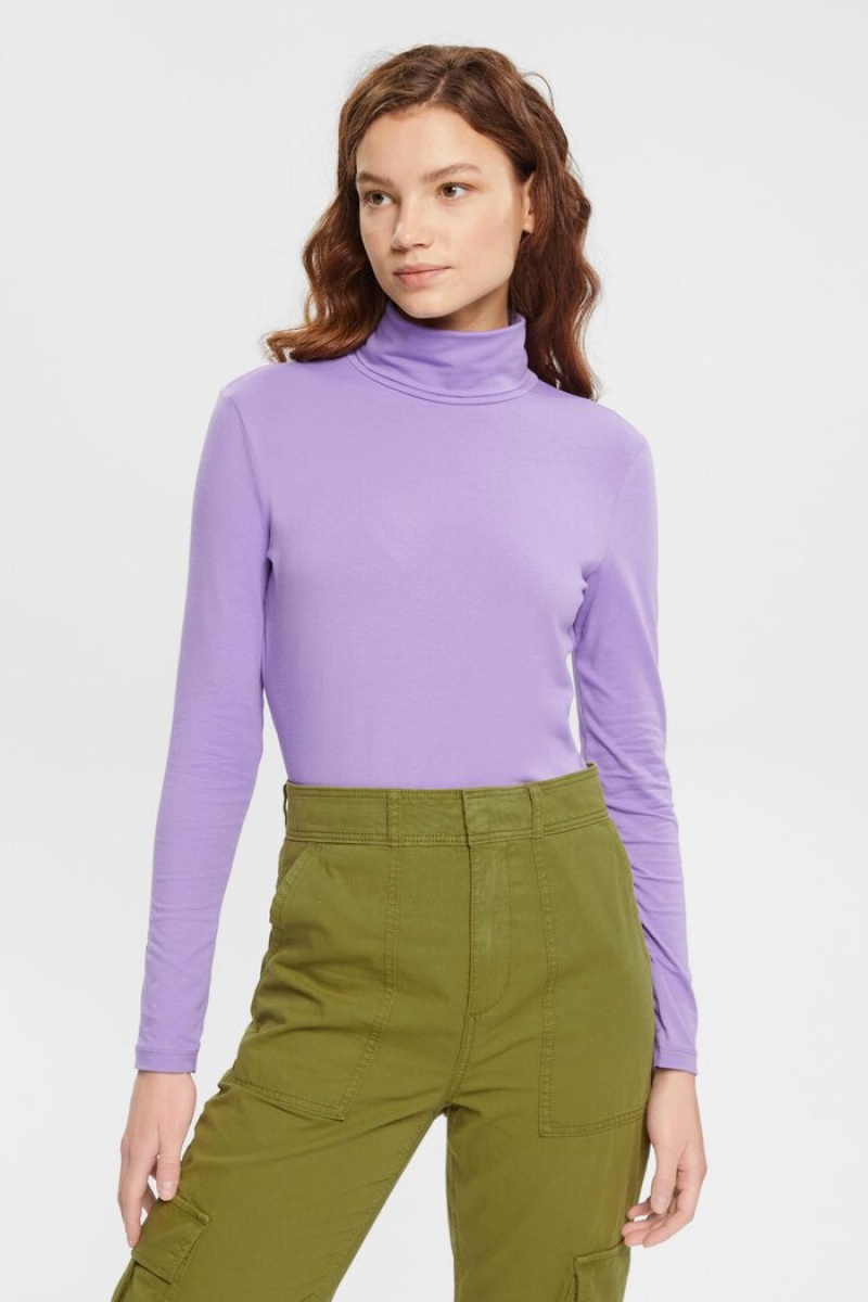 Dámské Topy Esprit Roll Neck Long Sleeve Fialové | LTY219485