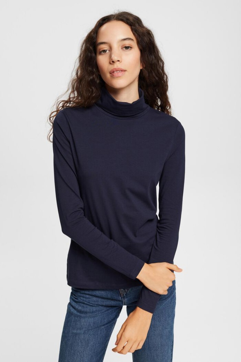 Dámské Topy Esprit Roll Neck Long Sleeve Tmavě Blankyt | KTG570682