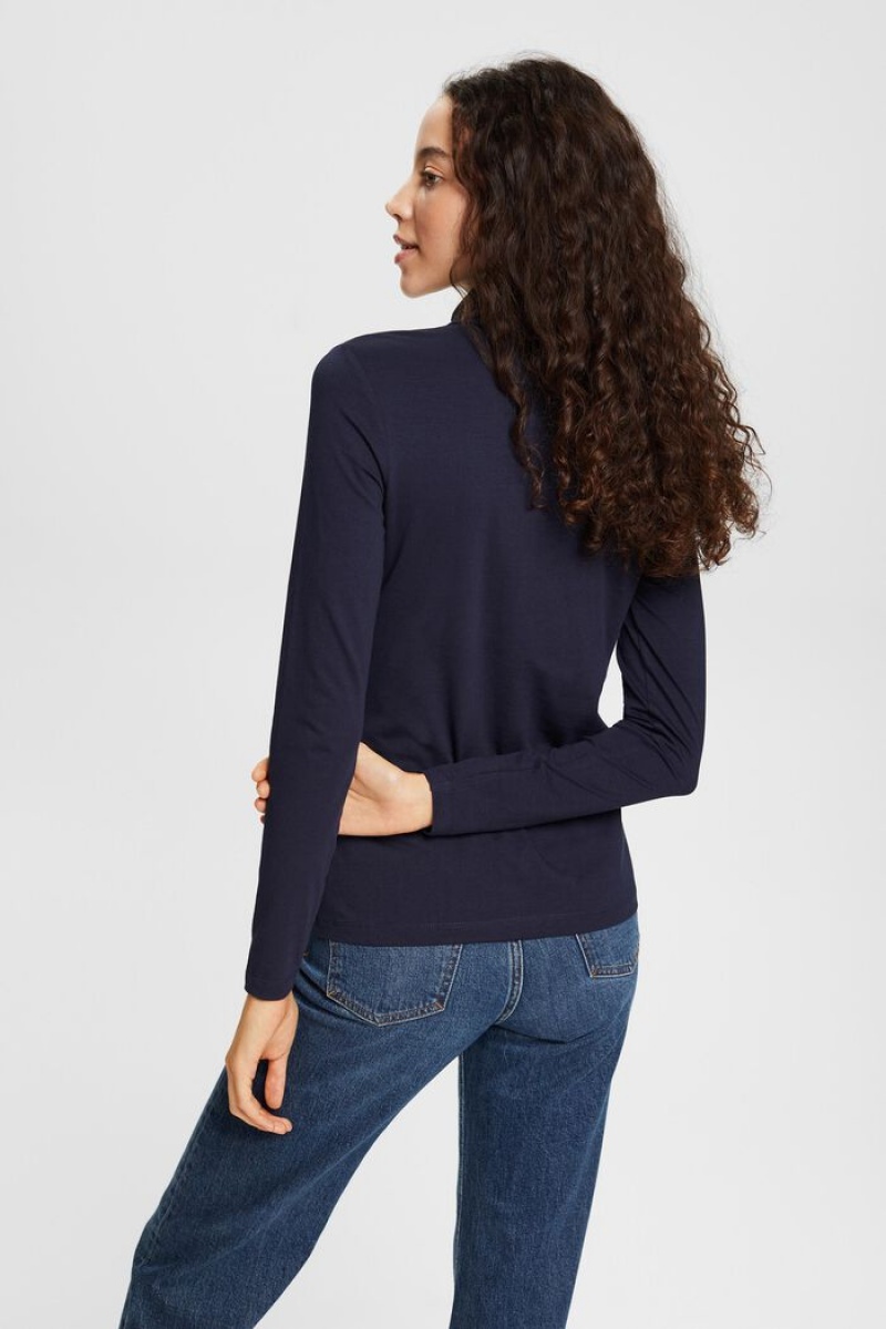 Dámské Topy Esprit Roll Neck Long Sleeve Tmavě Blankyt | KTG570682