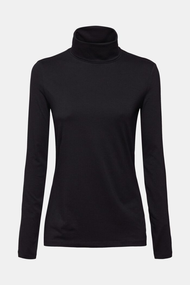 Dámské Topy Esprit Roll Neck Long Sleeve Černé | FBO570382