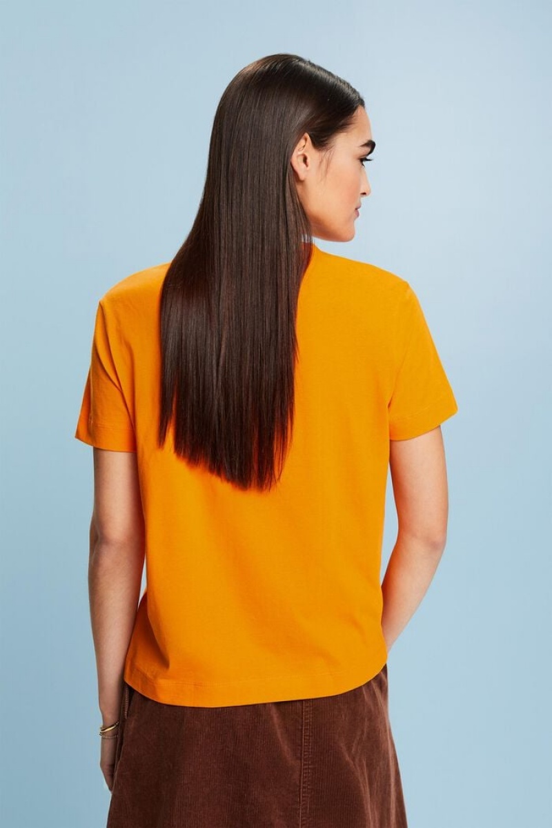 Dámské Tričko Esprit Crew Neck Krátké Sleeve Oranžové | UJS067283