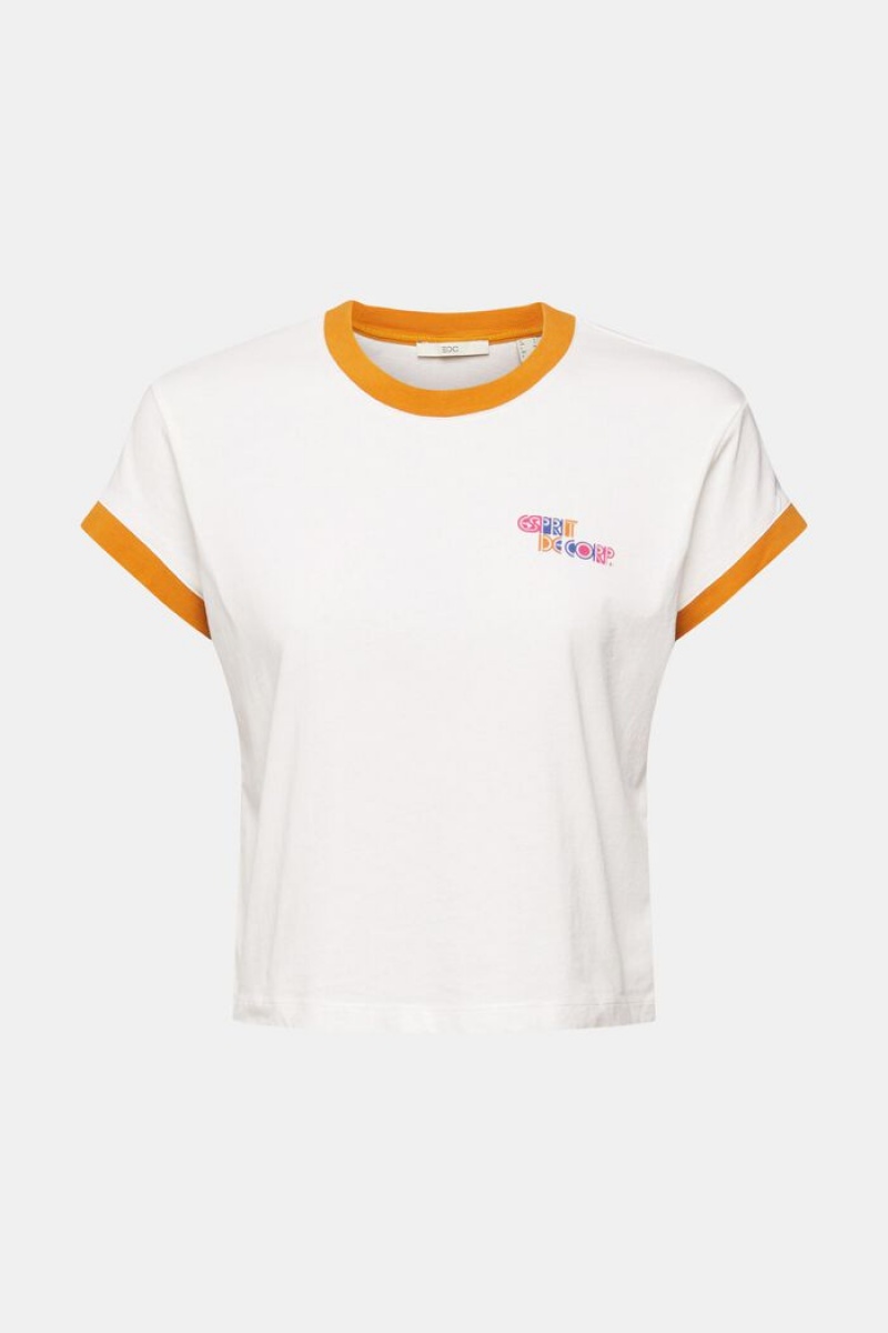 Dámské Tričko Esprit Cropped Logo,100% Bavlněné Bílé | WEV063821