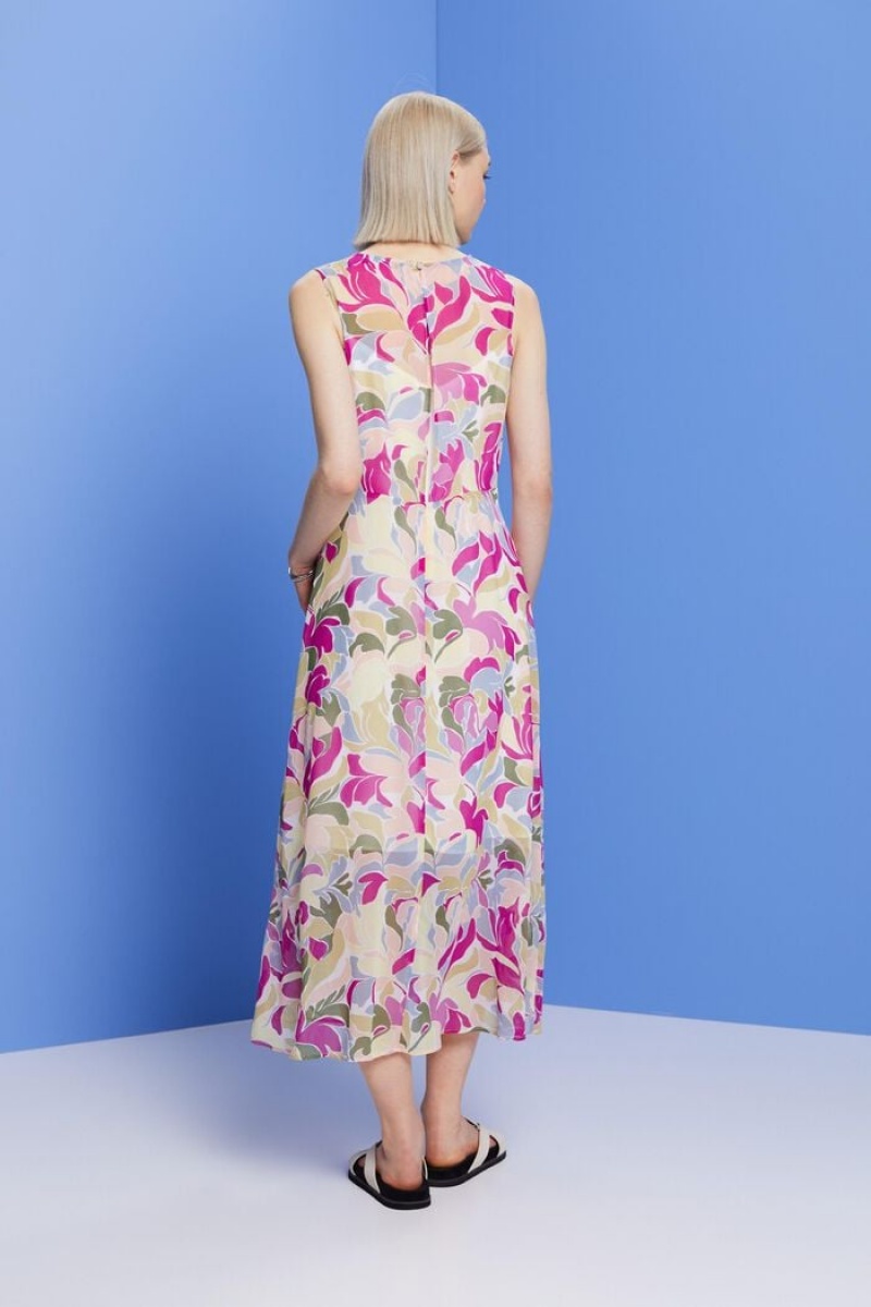 Dámské Šaty Esprit Chiffon Midi With A Knot Detail Světle Blankyt Levandule | HCJ410583