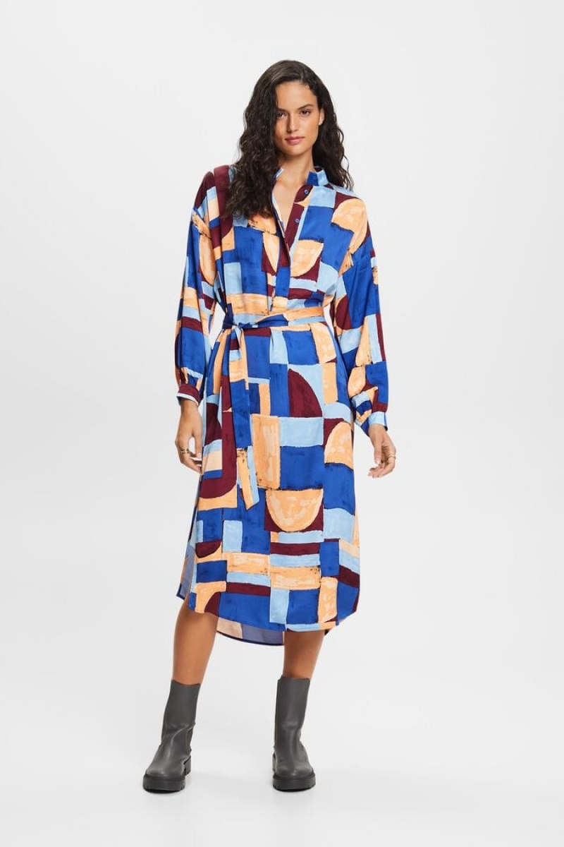 Dámské Šaty Esprit Print Satin Blankyt | PSC108395