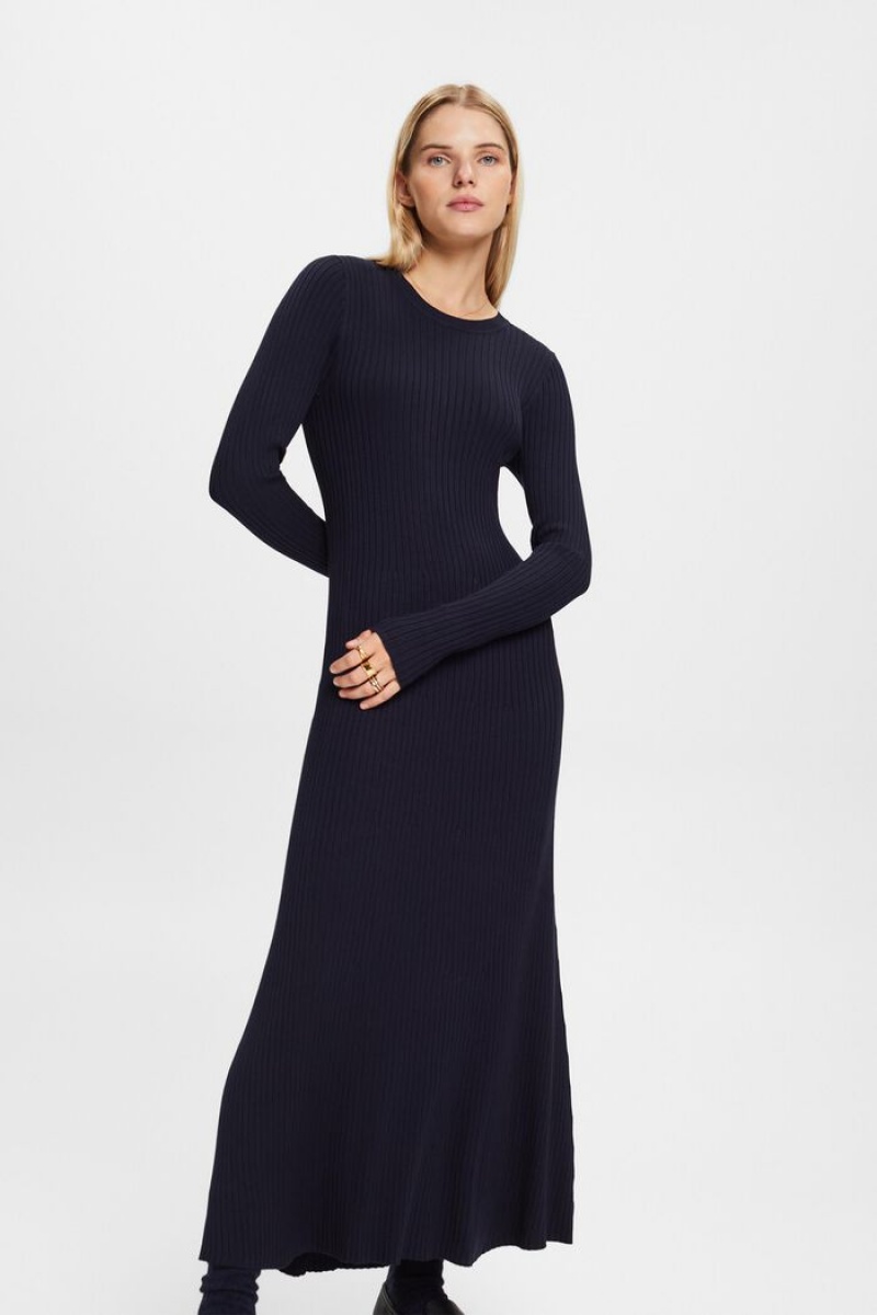 Dámské Šaty Esprit Rib-knit Maxi Tmavě Blankyt | KAH895130