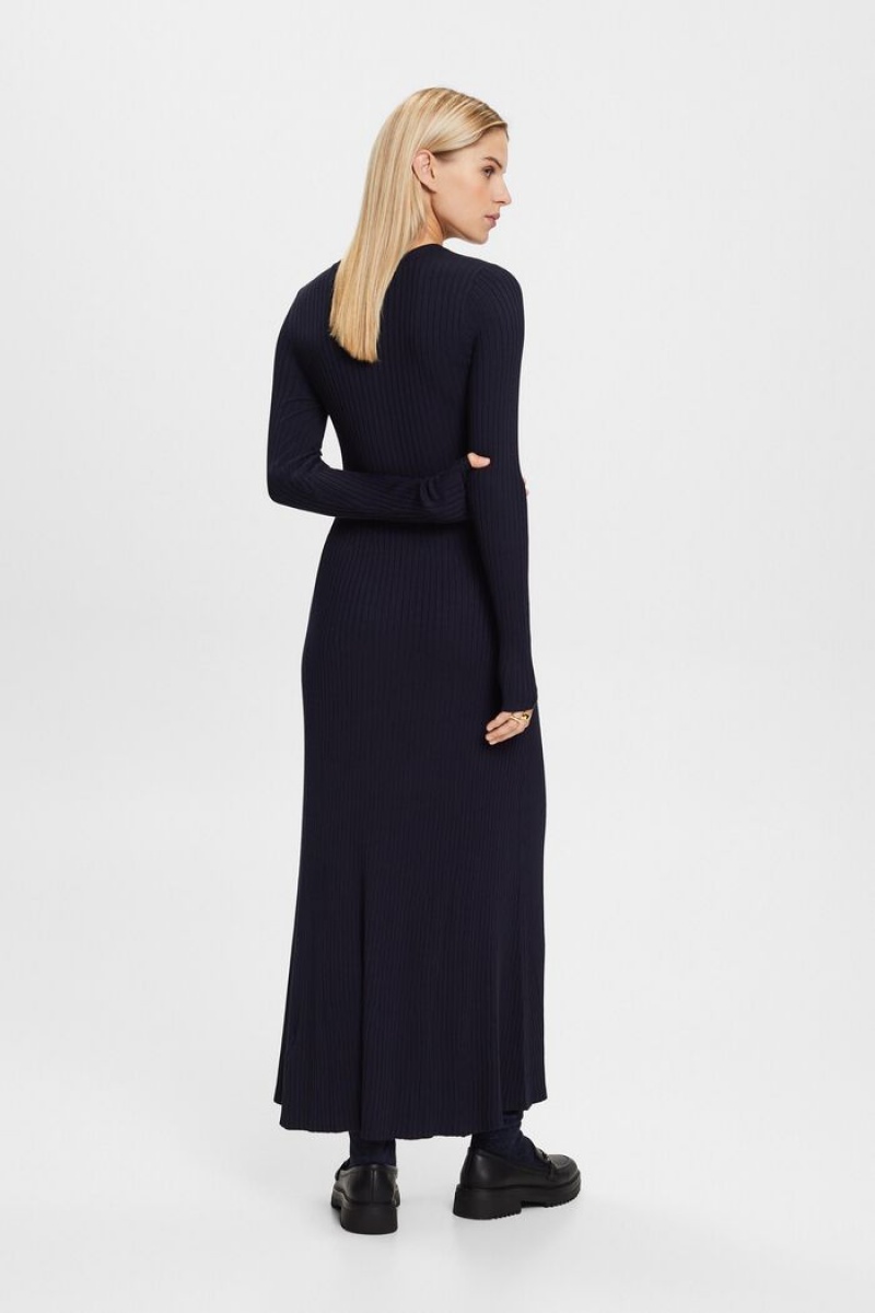 Dámské Šaty Esprit Rib-knit Maxi Tmavě Blankyt | KAH895130