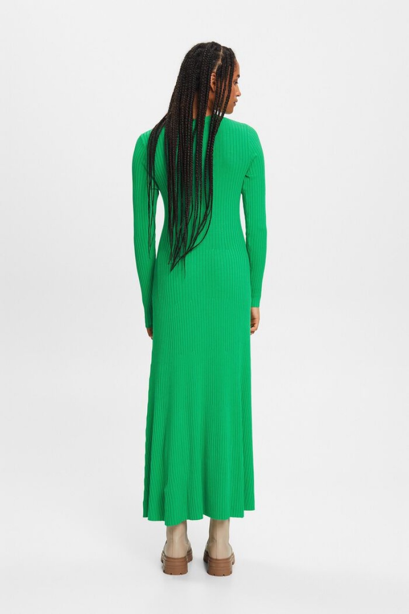 Dámské Šaty Esprit Rib-knit Maxi Zelene | OXV704356