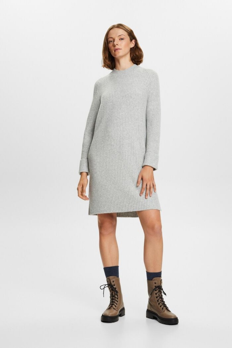 Dámské Šaty Esprit Rib-knit Mini Světle Šedé | SLX761495