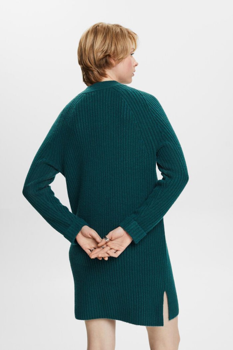 Dámské Šaty Esprit Rib-knit Mini Tyrkysové Zelene | YLU204391