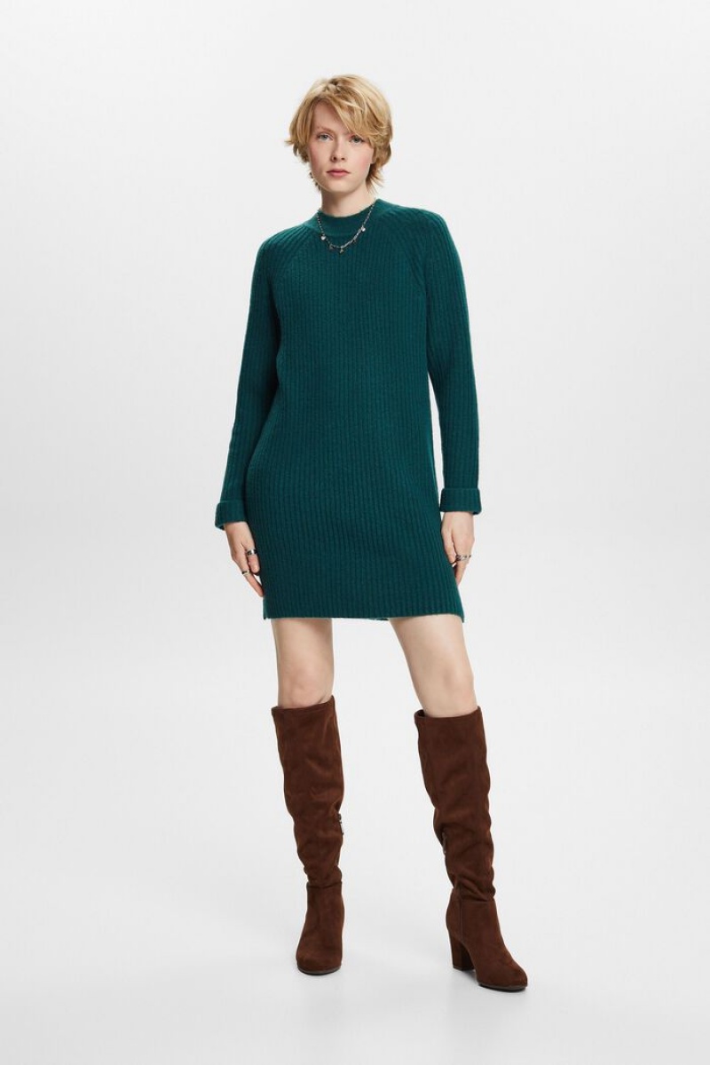 Dámské Šaty Esprit Rib-knit Mini Tyrkysové Zelene | YLU204391