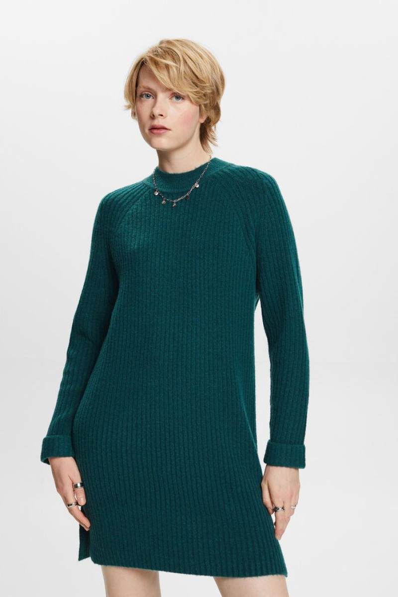 Dámské Šaty Esprit Rib-knit Mini Tyrkysové Zelene | YLU204391