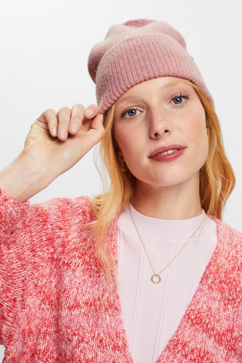 Dámské Čepice Esprit Žebrovaný-knit Růžové | KUV395468