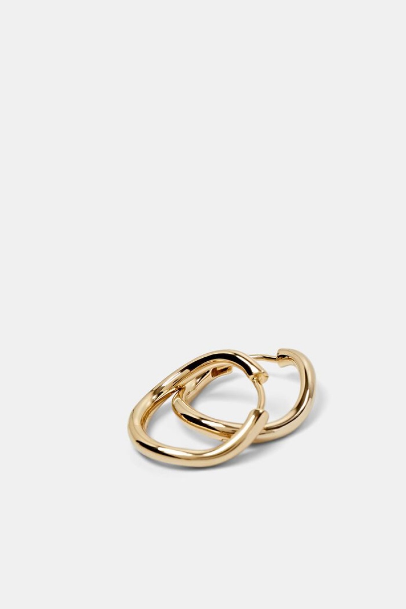 Dámské Šperky Esprit 18k Gold-plated Wave Hoop Earrings Zlaté | FRS423716