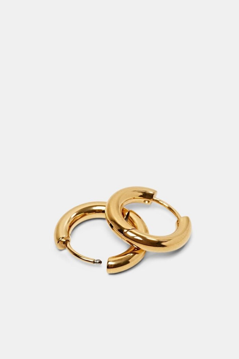 Dámské Šperky Esprit Gold-tone Stainless Steel Hoop Earrings Zlaté | UPO156203