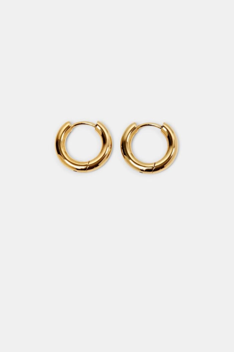 Dámské Šperky Esprit Gold-tone Stainless Steel Hoop Earrings Zlaté | UPO156203