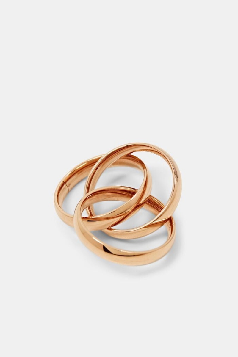 Dámské Šperky Esprit Rose Gold Trio Stainless Steel Ring Růžové Zlaté | ZEU695207